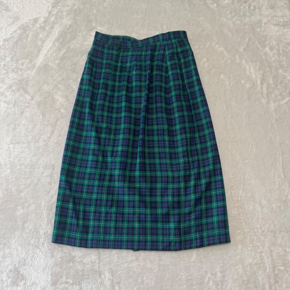 Vintage Weathervane Womens Plaid Faux Wrap Skirt XS S Blue Green Union Label USA - Picture 2 of 9
